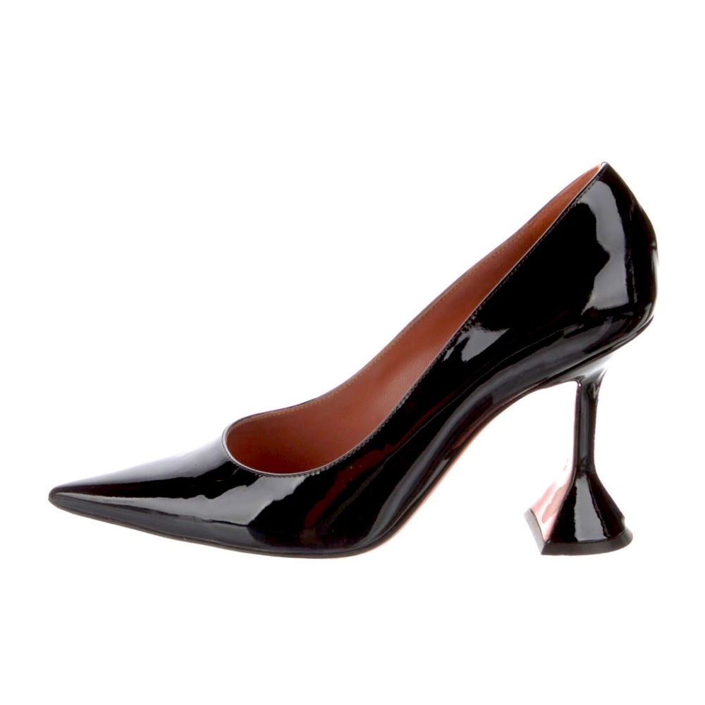 Amina Muaddi black patent Ami pump 37.5